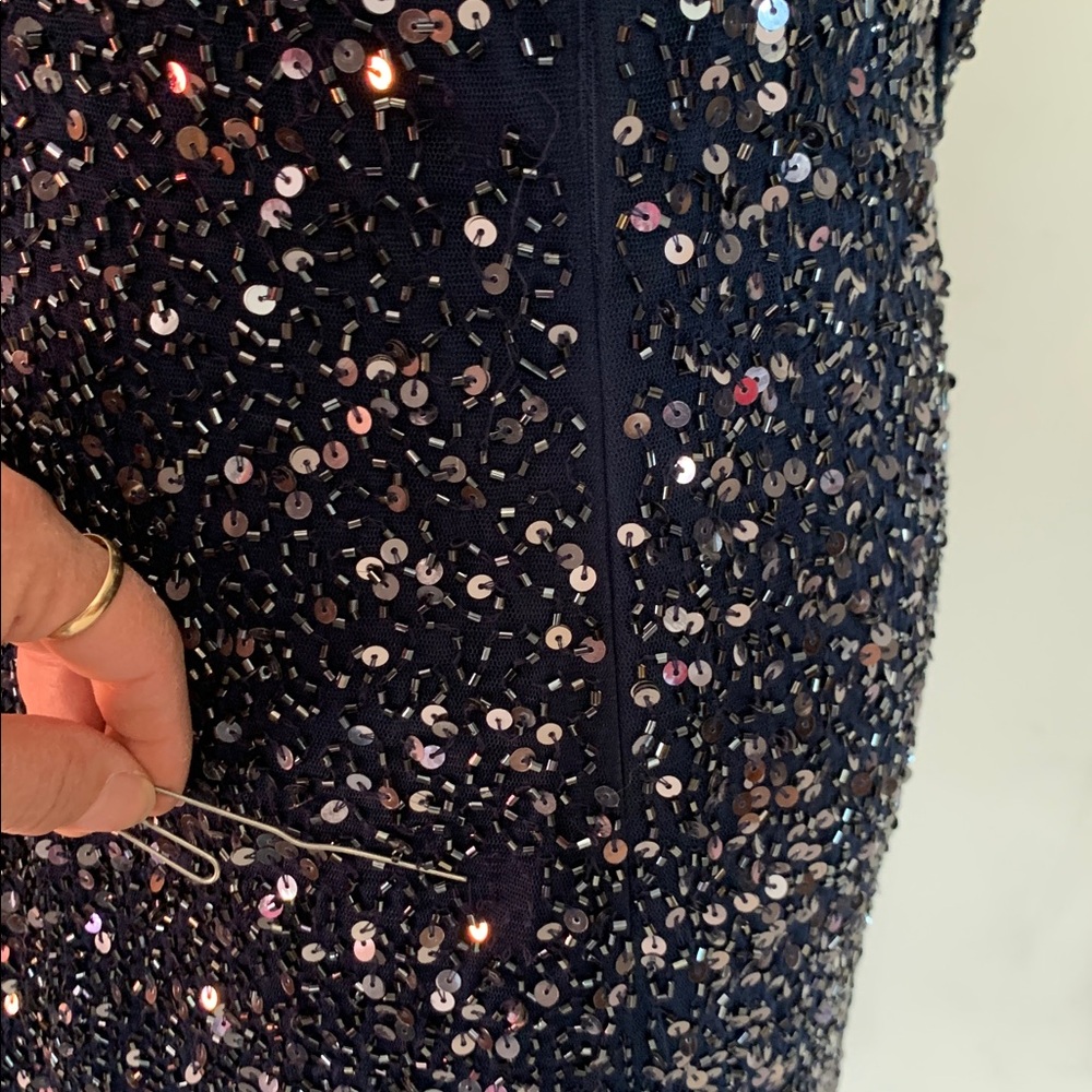 Pizarro Nights Elegant Dark Blue Sequin Dress Size 14 - Picture 12 of 17